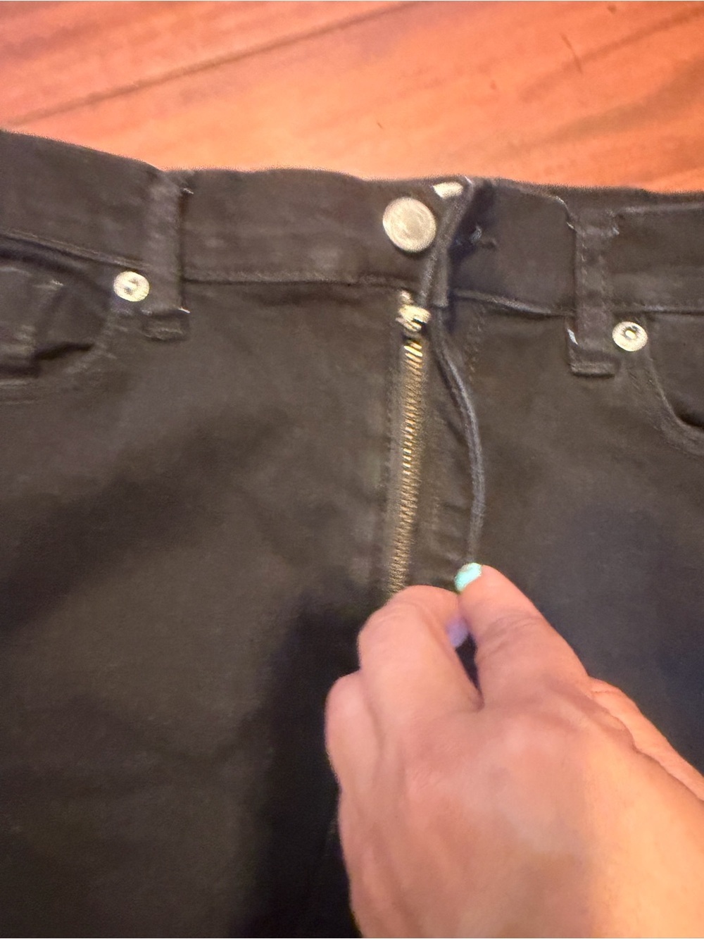 We The Free Black Denim Mini Skirt with Front Zip - Picture 4 of 8